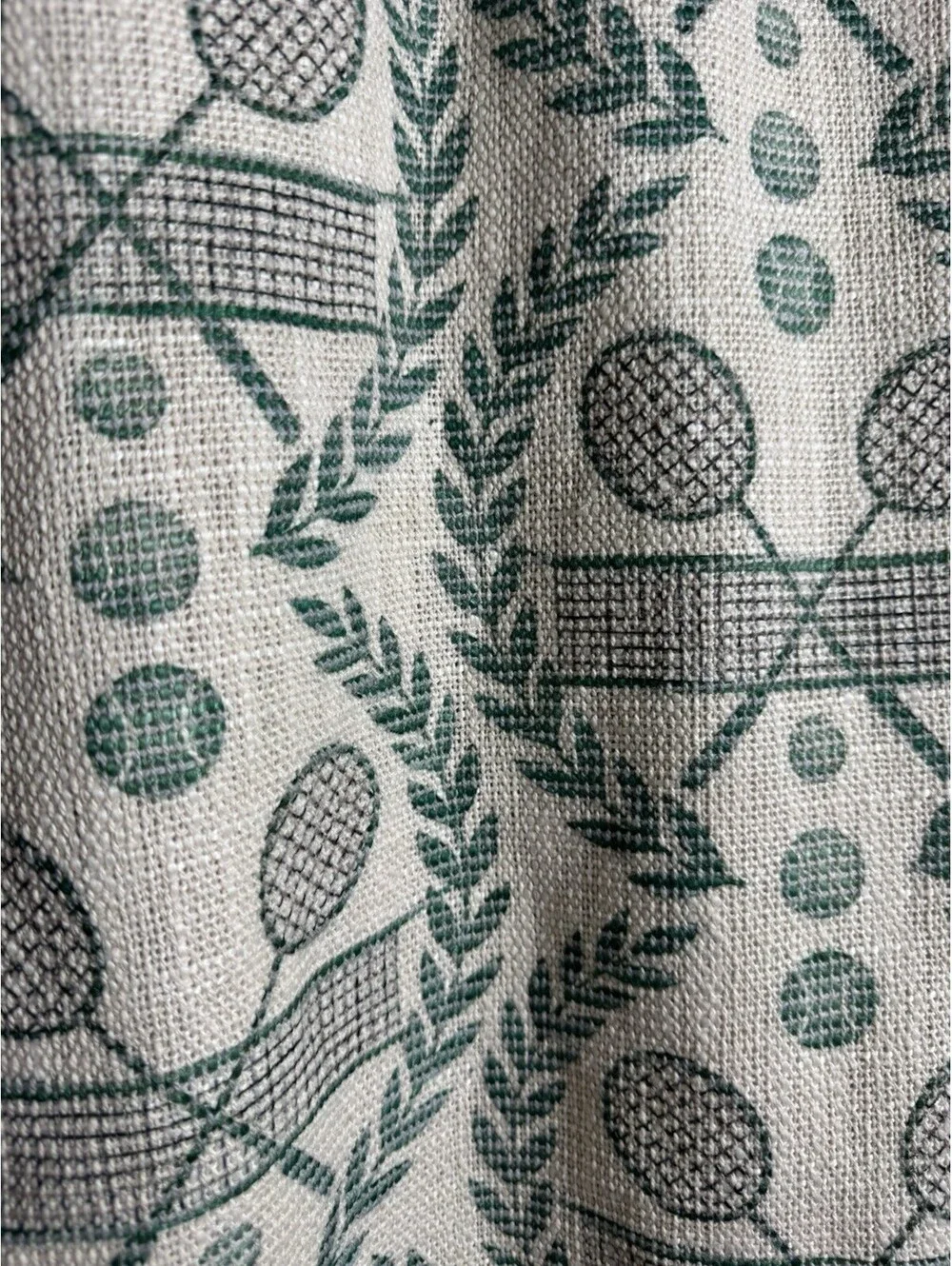 Tennis Racket Boxwood Woven Cream And Green Afghan Blanket 50x60in Boy Decor